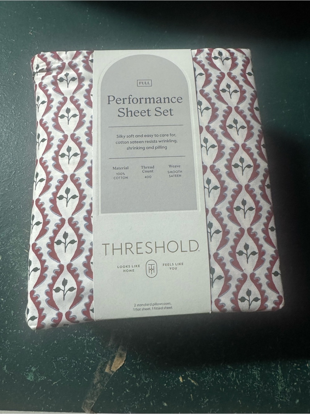 Threshold Performance Sheet Set - Red & White Decorative Pattern (Full)